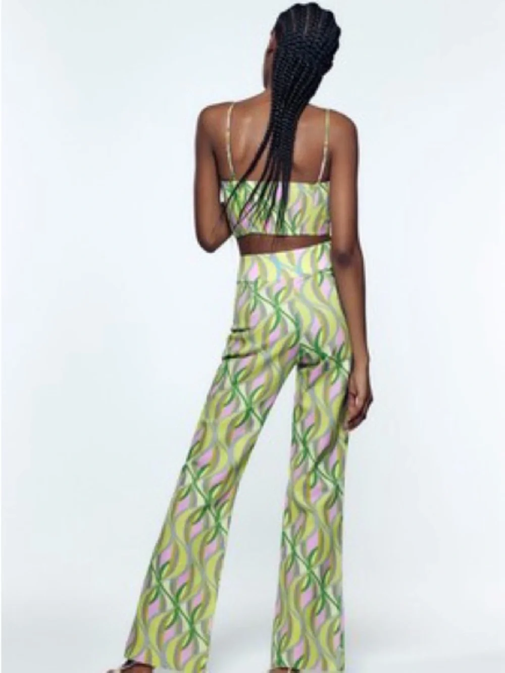 Zara Multicolor Wave Print Crop Top & Pants Set - NWT never worn